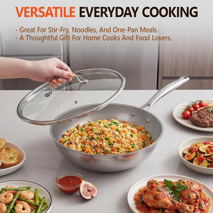 Titanium Wok Pan with Lid – 12" Non-Toxic Pfas-Free Woks & Stir-Fry Pans, Tri-Ply Titanium & Stainless Steel, Induction & Dishwasher Safe8