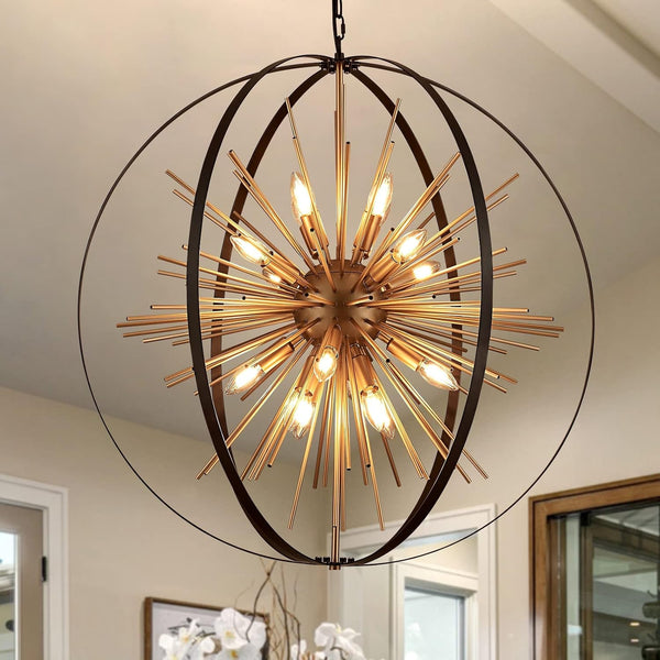 Black Gold Sputnik Chandelier, Starburst Firework Pendant Light Fixtures1