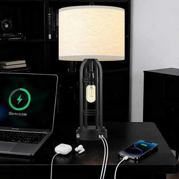 24.7'' Bedroom Lamps Set of 2, Living Room Table Lamp with USB Ports5