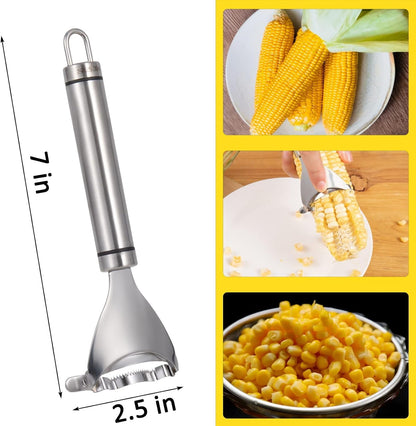 Corn Peeler, Corn Stripper for Corn on the Cob Remover Tool,Stainless Steel Multifunctional Kitchen Grips Corn Planer Cob Cutter Kernels, with Hand Protect5