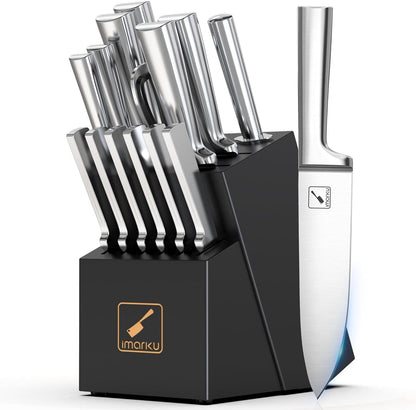 15 PCS Knife Set: Kitchen Knife Set with High Carbon Stainless Steel, Knife Block Set with Dishwasher Friendly Ultra Sharp Professional Chef Well Balance Knives Set, Best Gifts for Women Men1