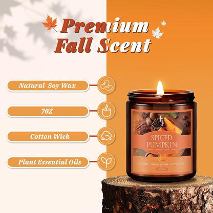 Fall Candles Set, 6 Pack Candles for Home Scented Natural Soy Wax, Autumn Gifts Set for Women Men, Fall Fragrance of Pumpkin/Cinnamon/Vanilla Cupcake/Apple/Harvest/Latte2