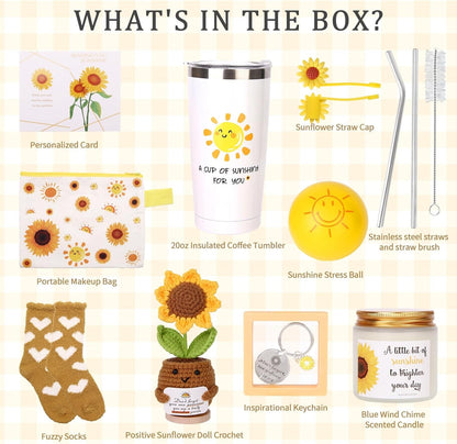 10Pcs Sunshine Gift for Women - Unique Care Package with Sunflower Gifts, Friendship Box of Sunshine for Mom Sister Wife, Get Well Soon & Birthday Present, Self Care Basket for Women Recovery3