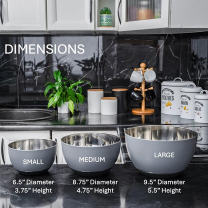 Stainless Steel Mixing Bowls Set, 3-Piece with Silicone Base8