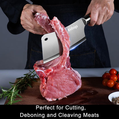 7-Inch Butcher Knife Meat Cleaver, Heavy Duty Bone Chopper, Multipurpose Kitchen Chef Knife Chopping Bone, Professional Grade High Carbon Stainless Steel Blade with Full Tang Ergonomic Non-Slip Handle2