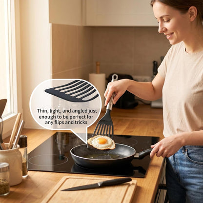 Thin Flexible Fish Spatula for Nonstick Cookware, Black2