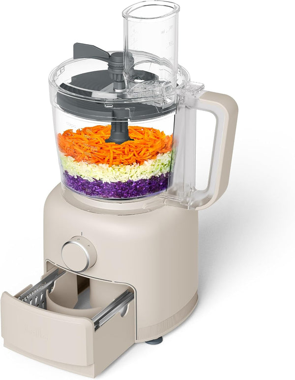 CHOP Deluxe 10-Cup Food Processor with Built-In Storage, Oatmilk10