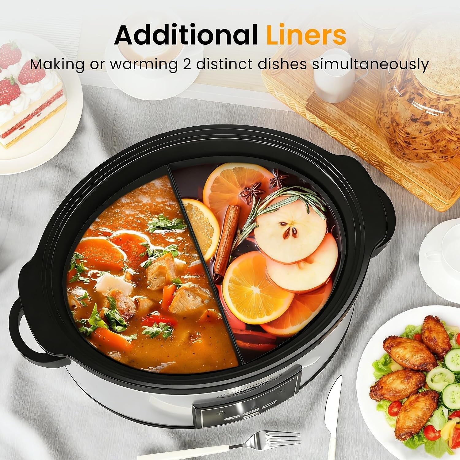2-in-1-silicone-slow-cooker-liners-fit-for-crock-pots-6-quart-reusable-crock-pot-divider-insert-bpa-free-cooking-accessories-for-crockpots-grey