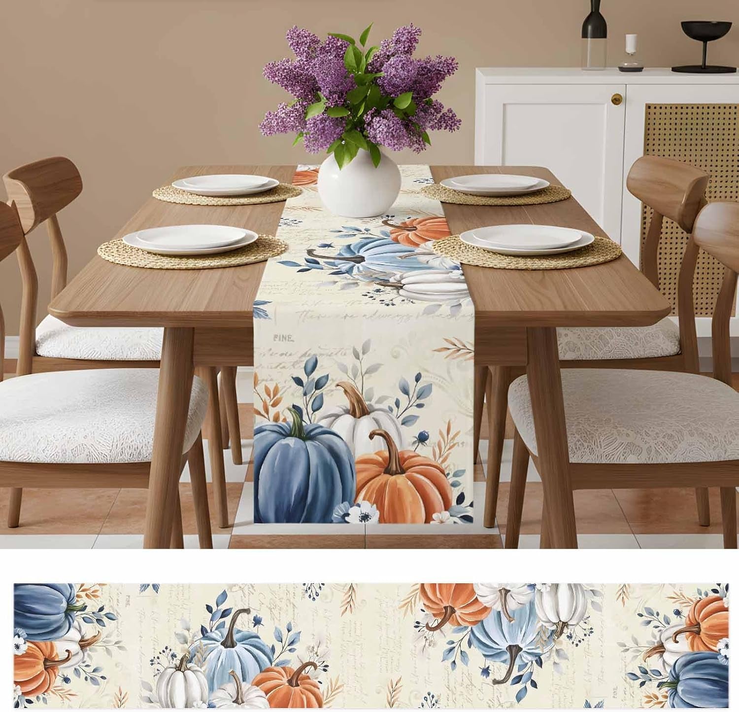 fall-table-runner-13x48-inches-long-blue-pumpkin-table-runners-floral-leaves-cotton-linen-autumn-harvest-dresser-scarf-kitchen-dining-table-decor-for-thanksgiving-holiday-party-coffee-indoor-outdoor