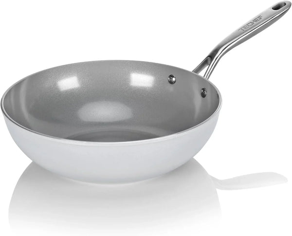 '- Ceraterra 12" Ceramic Nonstick Flat Bottom Wok/Stir-Fry Pan - PFOA, PTFE, PFAS Free, Dishwasher and Oven Safe, Made in Korea (12-In)1