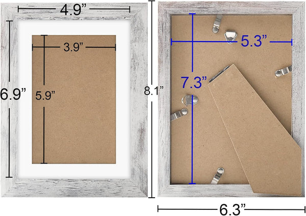 5X7 Picture Frames with 4X6 Mat Set of 4, Distressed White2