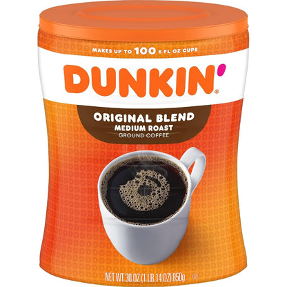 Dunkin’ Original Blend Medium Roast Ground Coffee, 30 Oz. Canister | Made with Arabica Beans, Rich & Smooth Flavor, Stay-Fresh Coffee Canister, Easy-Drinking Medium Roast, Great Hot or Iced1