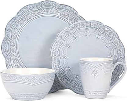 Seraphina 16-Piece Stoneware Dinnerware Set, Service for 4,Blue1