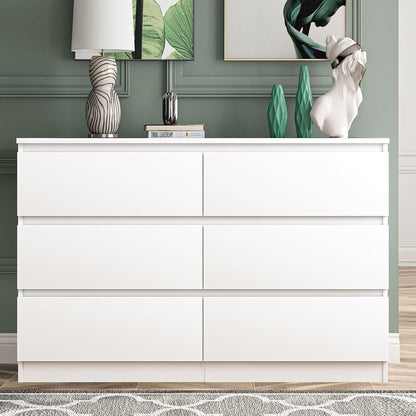White Dresser 6 Drawer, Modern Double Dresser for Bedroom, Wood Chest of Drawers with Wide Storage for Living Room2