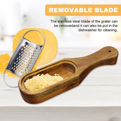 Wooden Cheese Grater with Container,Stainless Steel Cheese Shredder5
