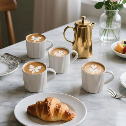 Matte White Coffee Mugs Set of 4, 12 Ounce Mug with Handles, Ceramic Stoneware Catering Coffee Cups, Porcelain Mugs Sets for Coffee, Tea, Hot Cocoa, Milk, Microwave and Dishwasher Safe2