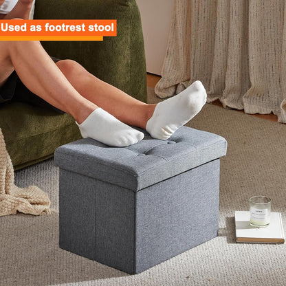 Storage Ottoman Footrest Stool Small Ottoman with Storage Foldable Ottomans Foot Rest Footstool Bench for Living Room 17X13X13Inches Grey5