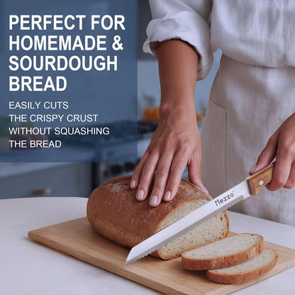 Serrated Bread Knife for Homemade Bread, High Carbon Steel Sourdough Knife Cutter for Slicing Bread, Bagels & Cake, Razor Sharp Premium 8-Inch Bread Cutting Knives with Gift Box6