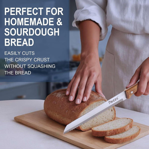 Serrated Bread Knife for Homemade Bread, High Carbon Steel Sourdough Knife Cutter for Slicing Bread, Bagels & Cake, Razor Sharp Premium 8-Inch Bread Cutting Knives with Gift Box6