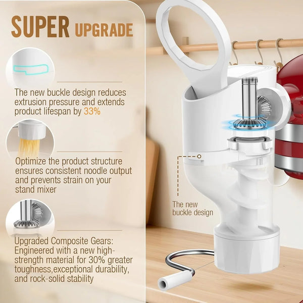 Pasta Press Attachment for Kitchenaid Stand Mixer, 7 Pasta Plates | New Buckle Design.The Pasta Maker Fit All Kitchenaid Mixer Modol, Perfect for Family Pasta Nights, Meal Prep, Dinner Parties.4