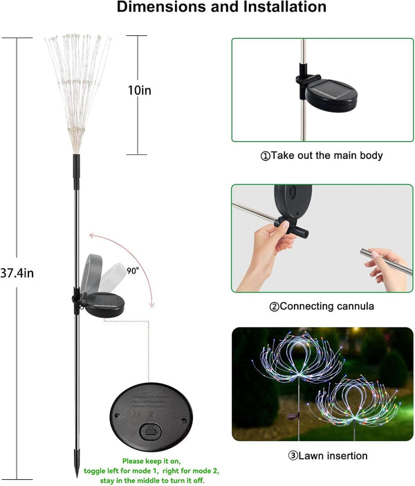 Solar Garden Lights Outdoor Waterproof, 2 Pack 120 LED6