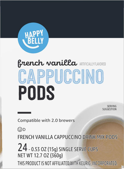 Cappuccino Coffee Pods Light Roast Compatible with 2.0 K-Cup Brewers, French Vanilla Flavored, 24 Count, 12.7 Ounce3
