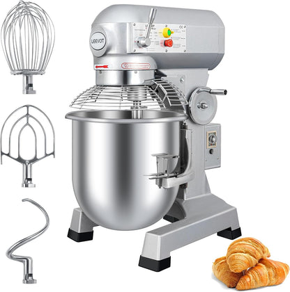 Commercial Food Mixer 30Qt with 3-Speed Adjustment, 1250W Commercial Mixer with Timer, Heavy Duty. Commercial Dough Mixer with Stainless Steel Bowl, Suitable for Bakeries and Pizzerias1