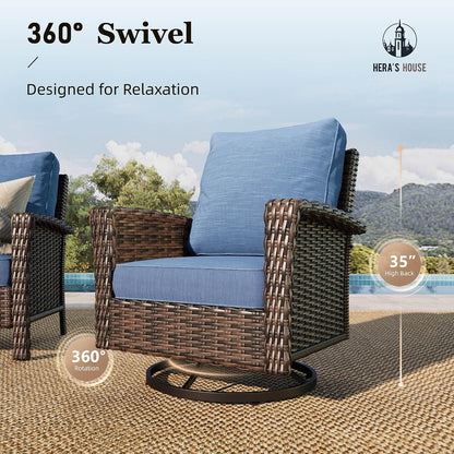 6-Piece Patio Furniture Set with High Back Chairs, Blue4