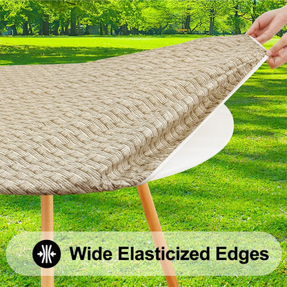 round Table Cloth, Waterproof Fitted Table Cover for 45"-56" Tables2