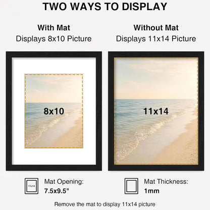 11X14 Picture Frame, Matted for 8X10 Photos, Black2