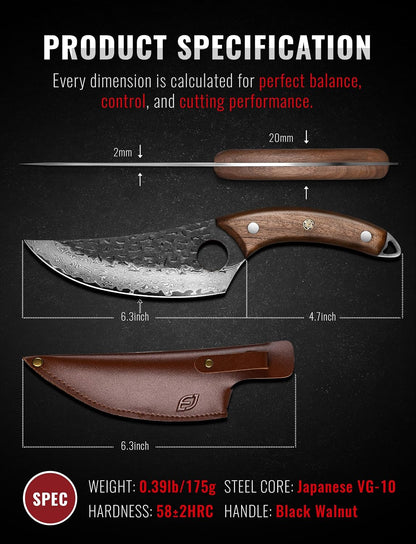 Damascus Chef Knife, 6.3" Japanese 67-Layer Steel, Walnut Handle5