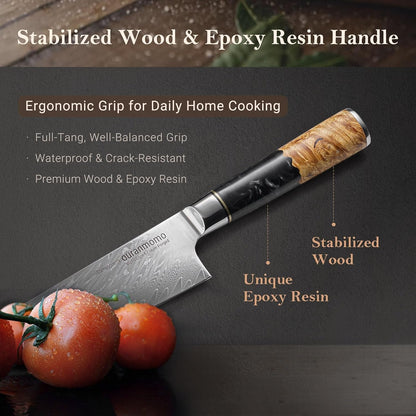 8 Inch Damascus Chef Knife with Stabilized Wood Epoxy Handle4