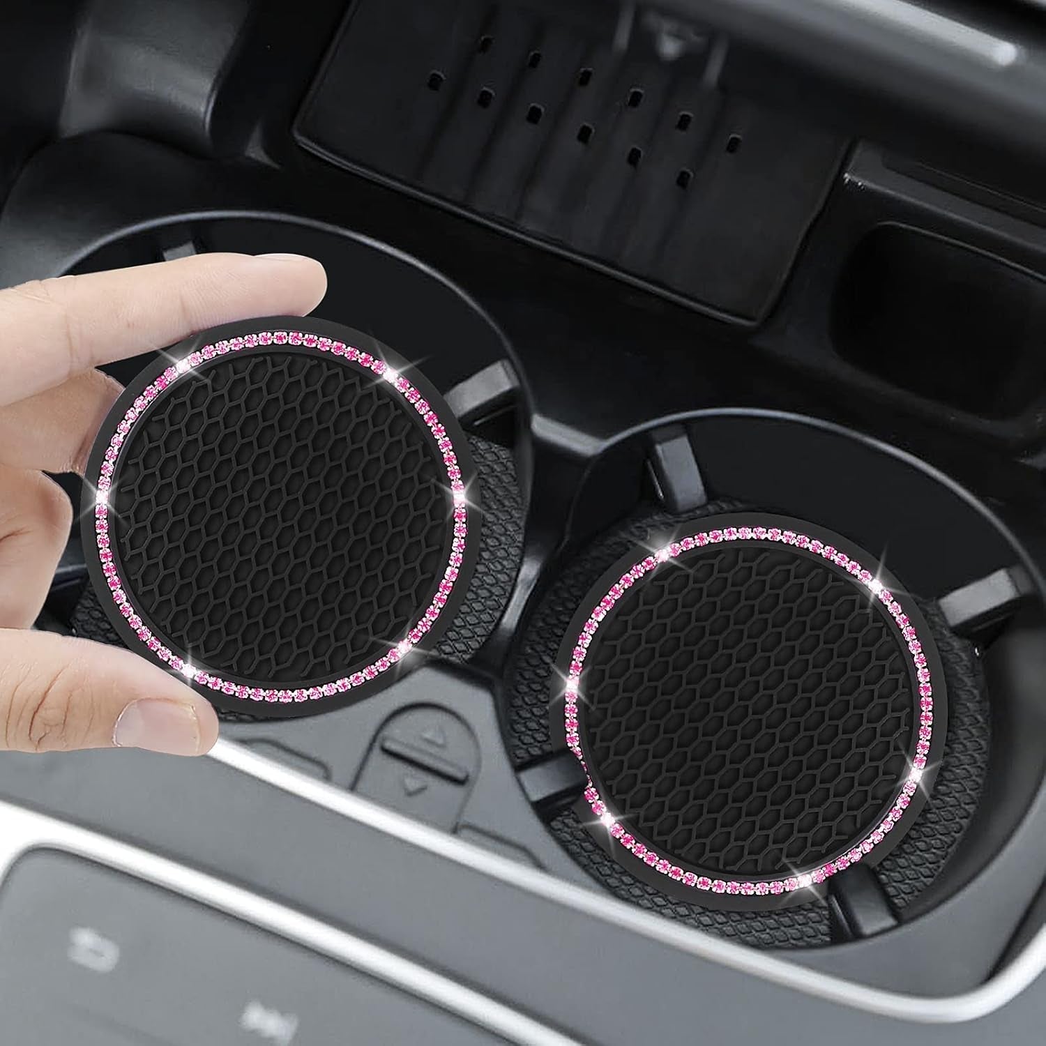 4-pack-car-coasters-universal-vehicle-bling-car-coaster-cute-rhinestone-coaster-for-cup-holders-interior-accessories-2-75-silicone-anti-slip-car-coasters-for-women-pink-crystal-circle