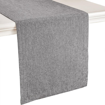 Linen Farmhouse Table Runner Large Burlap Style Soft and Waterproof Decorative Fabric Runner for Outdoor Wedding and Dinner (14 X 48 Inch, Dark Grey)1