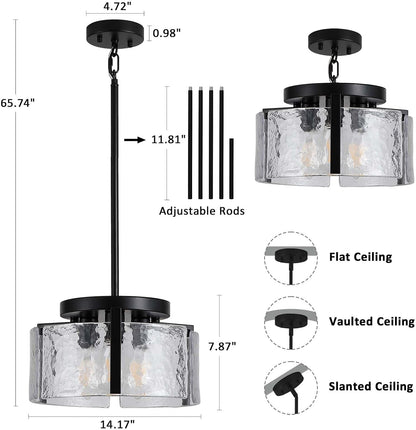Black Chandeliers for Dining Room Light Fixture, Foyer Lighting Fixtures Pendant Lights Kitchen Island, Adjustable Glass Modern Farmhouse Chandelier for Entryway, Bedroom, Bathroom, Foyer, Living Room5