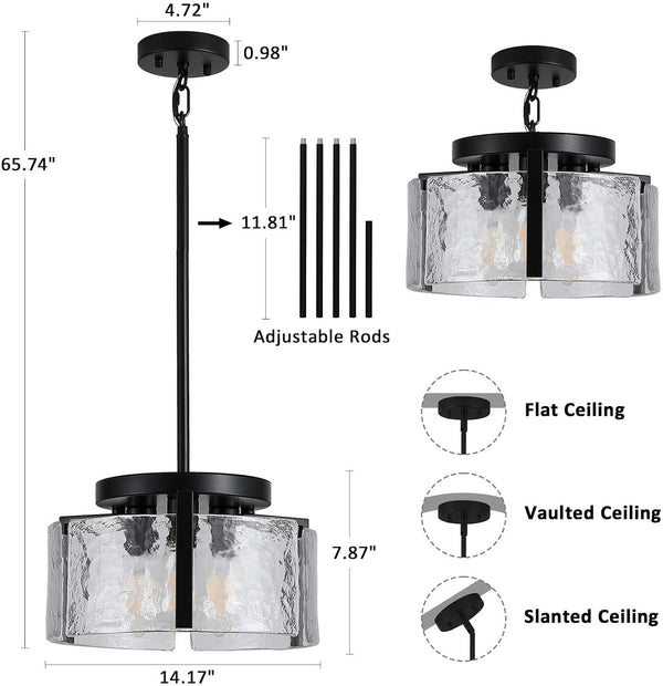 Black Chandeliers for Dining Room Light Fixture, Foyer Lighting Fixtures Pendant Lights Kitchen Island, Adjustable Glass Modern Farmhouse Chandelier for Entryway, Bedroom, Bathroom, Foyer, Living Room5