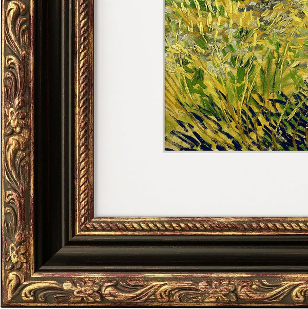 Antique 8X10 Picture Frame, Ornate Embossing Frame with Paper Mat and Real Glass, Fit for 8X10 without Mat or 5X7 with Mat, Tabletop or Wall Mounting Display, Bronze and Antique Gold, 1 Pack4