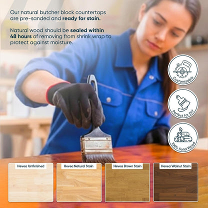 60''L X 36''W X 1.5''Th Hevea Solid Wood Butcher Block Countertop, Butcher Block Table Top for DIY Washer Dryer/Island/Kitchen Countertop (Unfinished)4