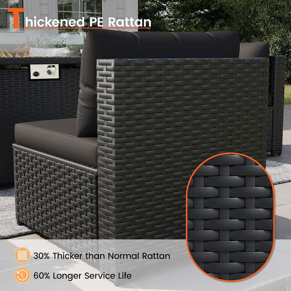 8 Piece Patio Furniture Set with 43" Fire Pit Table, Black5