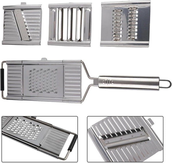 Steel Vegetable Slicer Set with Multipurpose Cheese Grater, Onion Chopper, Cabbage Cutter and Hand Peeler, 3-In-1 Compact Kitchen Tool Effortless Slicing,(4Pc)8