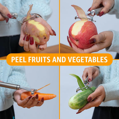 Vegetable Peeler for Kitchen, Y Peeler with SUS 304 Stainless Steel Blade & Handle, Ultra Sharp Potato Peeler with Built-In Eye Remover, Multifunctional Fruit & Veggie Peeler, Easy-Hang Loop2