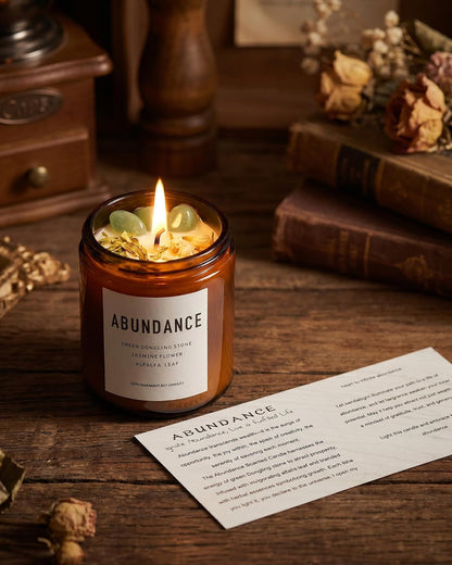 Natural Crystal Candle,Abundance, Crystal Ritual, Spiritual, Money Prosperity, Candle Spell.(Abundance)7