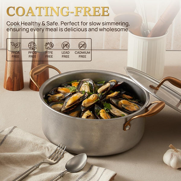 Pots and Pans Set 8 Pcs, Vintage Stainless Steel Cookware Set | Non-Toxic, PFOA/PFOS/PTFE Free, Kitchen Cooking Set with Frying Pans, Saucepans, Oven & Dishwasher Safe, Induction Compatible4