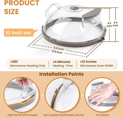 Microwave Splatter Cover with Water Steamer, Integrated Handle, 10 Inch | Microwave Food Cover with Water Reservoir to Keep Food Moist, Kitchen Essentials Gadgets, House Warming Gifts New Home5