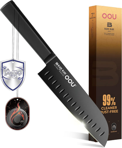 ® Black Blade 7 Inch Santoku Knife with Agshield™ & Cerablack™ Technology, Rust-Resistant & Easy-Clean Finish, Japanese Style Hollow Edge for Dicing & Mincing1