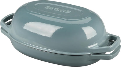 Enameled Cast Iron Oval Dutch Oven Pot with Lid, Dutch Oven for Sourdough Bread Baking, Bread Oven, Bread Dutch Oven, Oval Bread Pan, 5Qt, Seasalt1