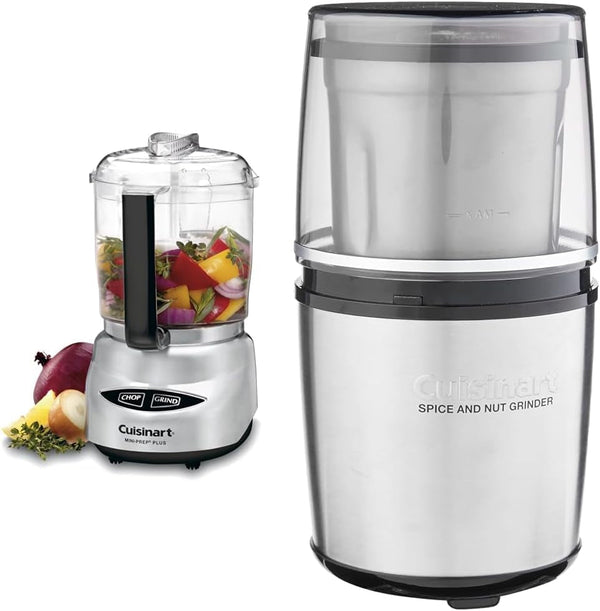 Mini Prep plus 4 Cup Food Processor and Spice-And-Nut Grinder Bundle, Stainless Steel1