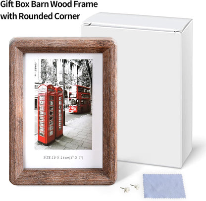 5X7 Wooden Picture Frame,Rustic Barn Wood with Clear Tempered Glass3