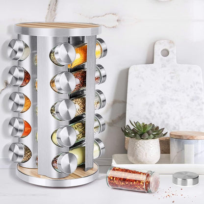 Spice Rack Organizer with Jars for Cabinet(20Pcs), Revolving7