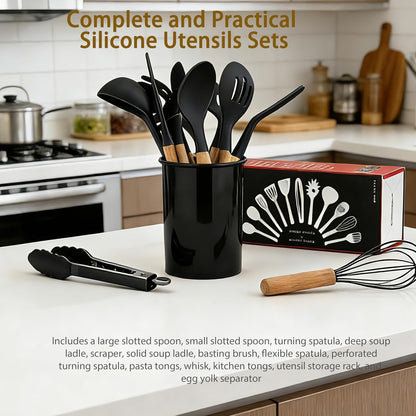 Silicone Utensils Set for Cooking - 12 Piece Set&Bpa Free（Black）2